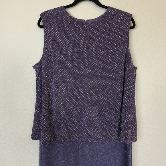 Alex Evenings Glitter Embellished Jacquard Maxi Gown Size 22W Petite Purple - Picture 2 of 9